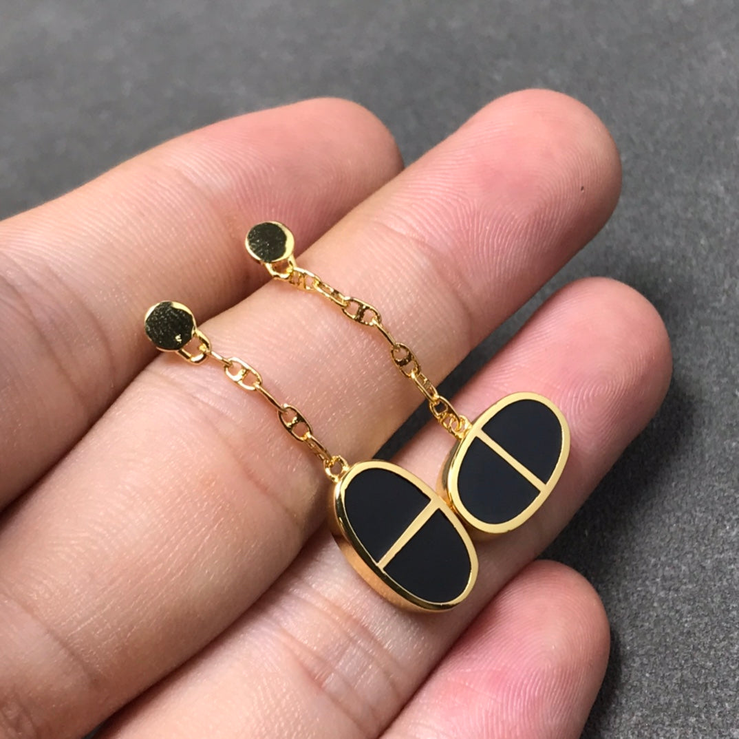 Lume Jewelry『CHAINE VERSO ブラックセラミック シルバーピアス』