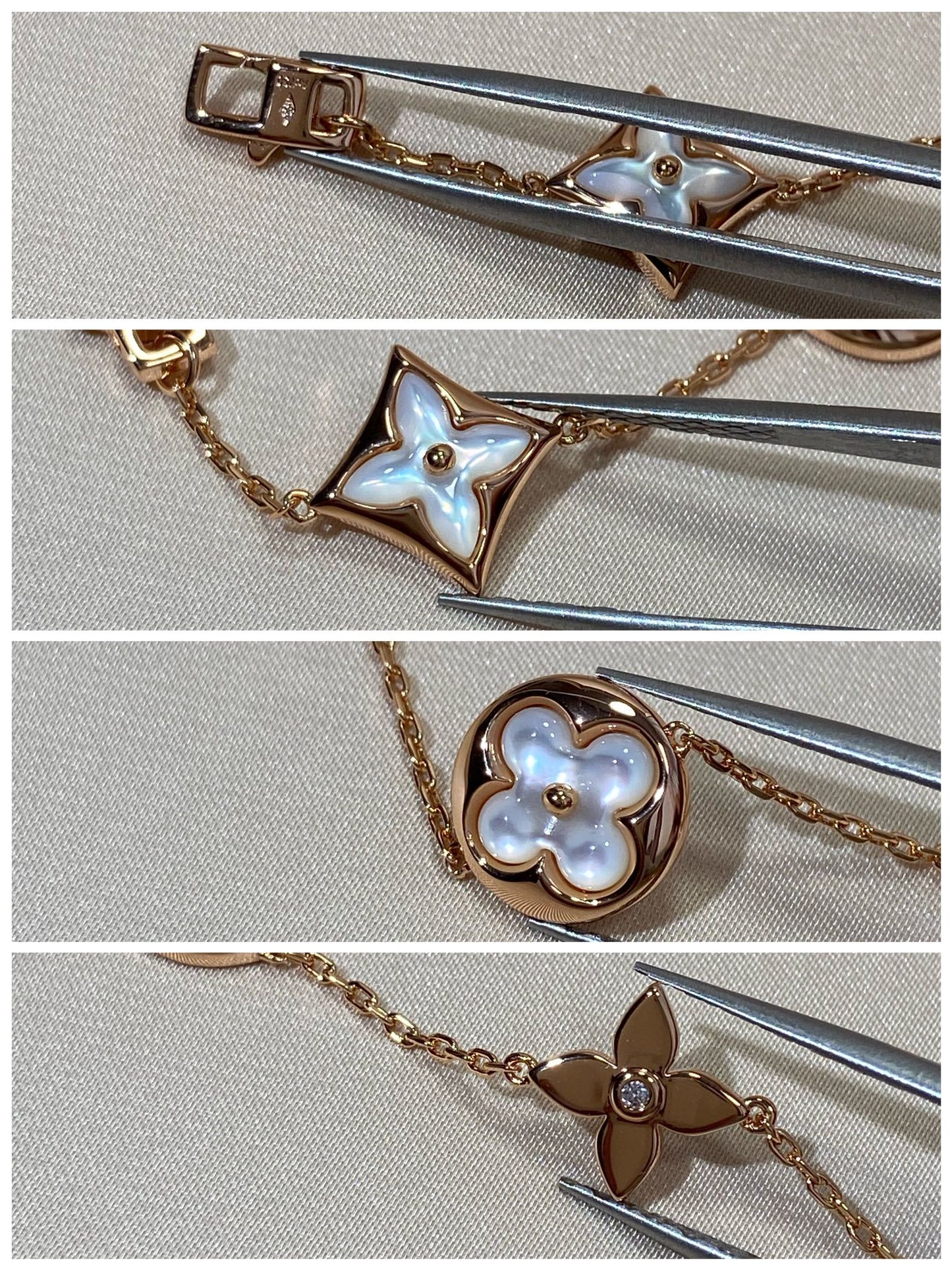 Lume Jewelry「STAR AND SUN 5モチーフMOPピンクゴールドブレスレット」