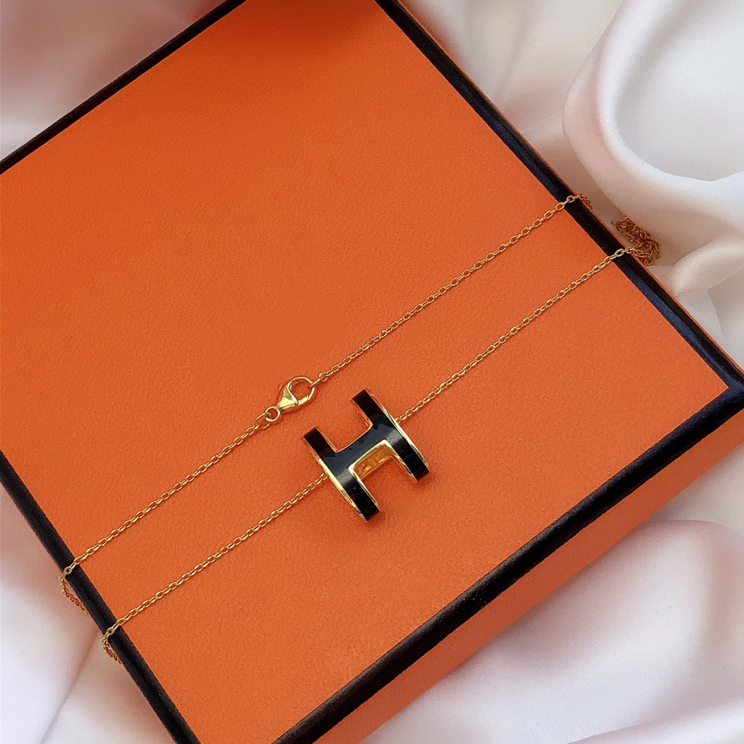 「Lume Jewelry」HM クリック ブラックエナメル ゴールドネックレス