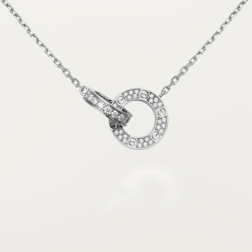 『Lume Jewelry』LOVE 7.6MM ネックレス ローズゴールド&シルバー フルダイヤモンド