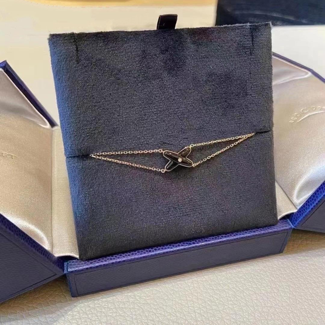 Lume Jewelry JEUX ブレスレット オニキス ピンクゴールド 1ダイヤモンド