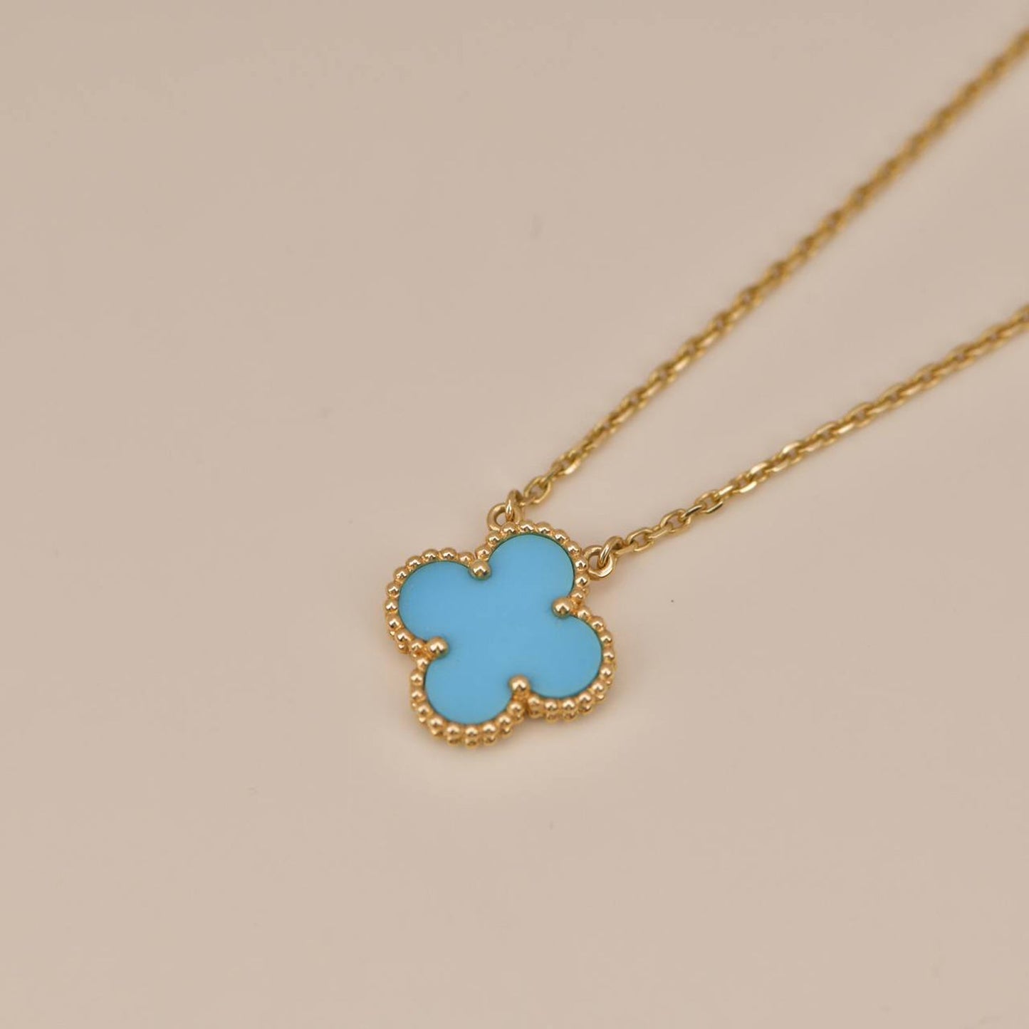 Lume Jewelry クローバー15MM ヴィンテージターコイズネックレス
