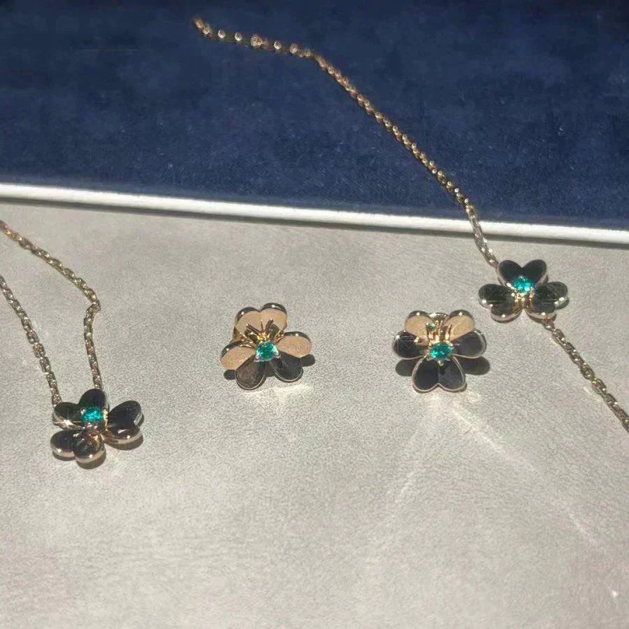 ®Lume Jewelry®フリヴォル フラワー マラカイト イヤリング