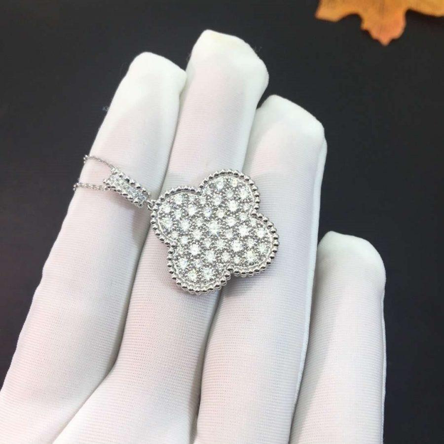 「Lume Jewelry」CLOVER 25MM SILVER フルダイヤモンド ビッグクローバーネックレス