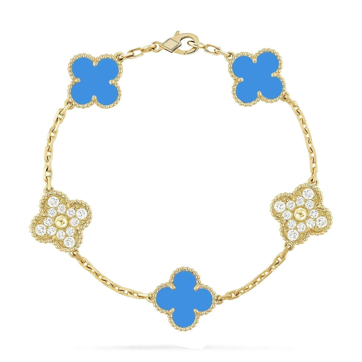 [Lume Jewelry]クローバー5モチーフ ブルーアゲート ブレスレット コレクション