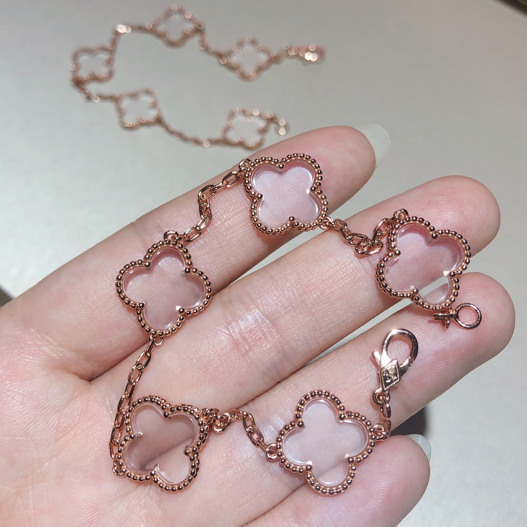 [Lume Jewelry]新しい CLOVER 5 MOTIF ロッククリスタルブレスレット