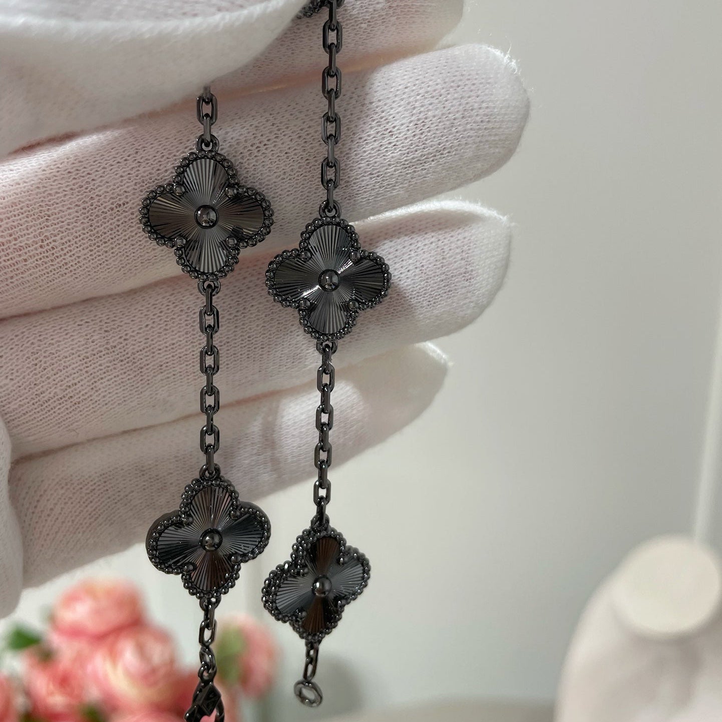 [Lume Jewelry]新作 CLOVER 5モチーフ ブラックブレスレット