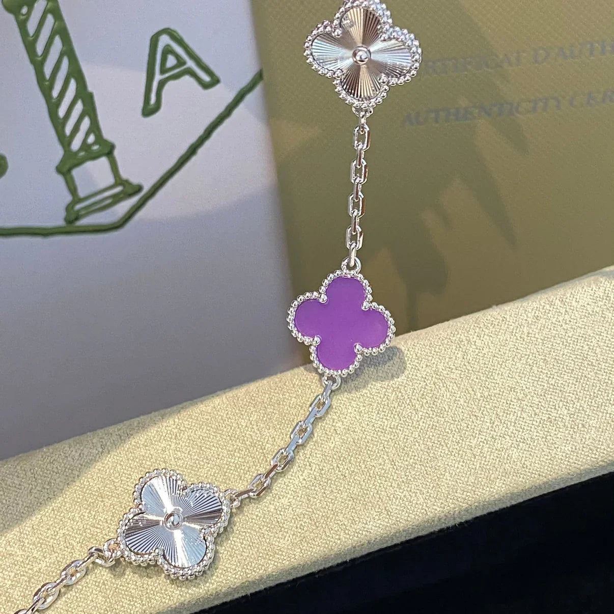 [Lume Jewelry]新作 クローバー 5モチーフ バイオレット ブレスレット コレクション