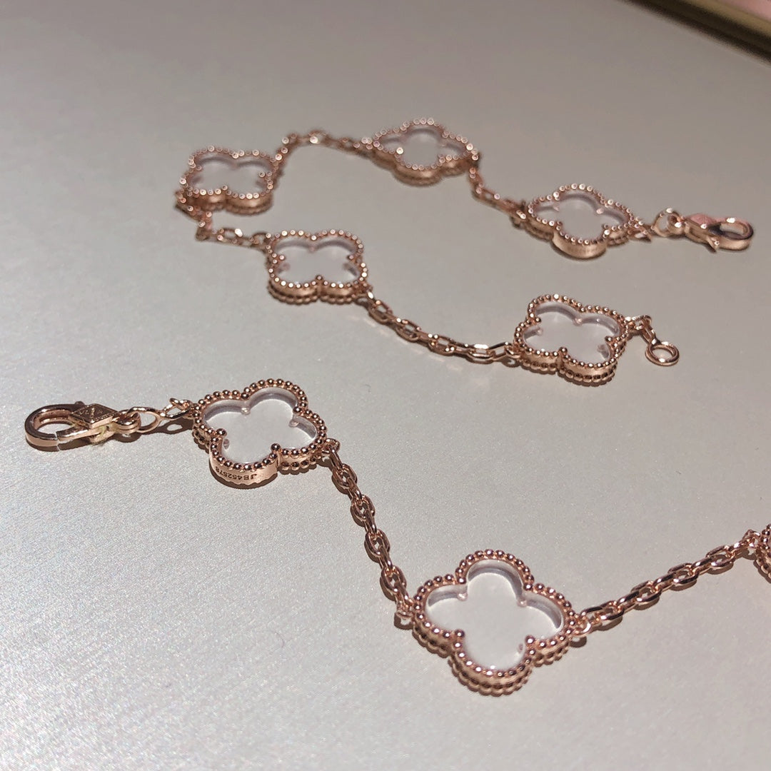 [Lume Jewelry]新しい CLOVER 5 MOTIF ロッククリスタルブレスレット