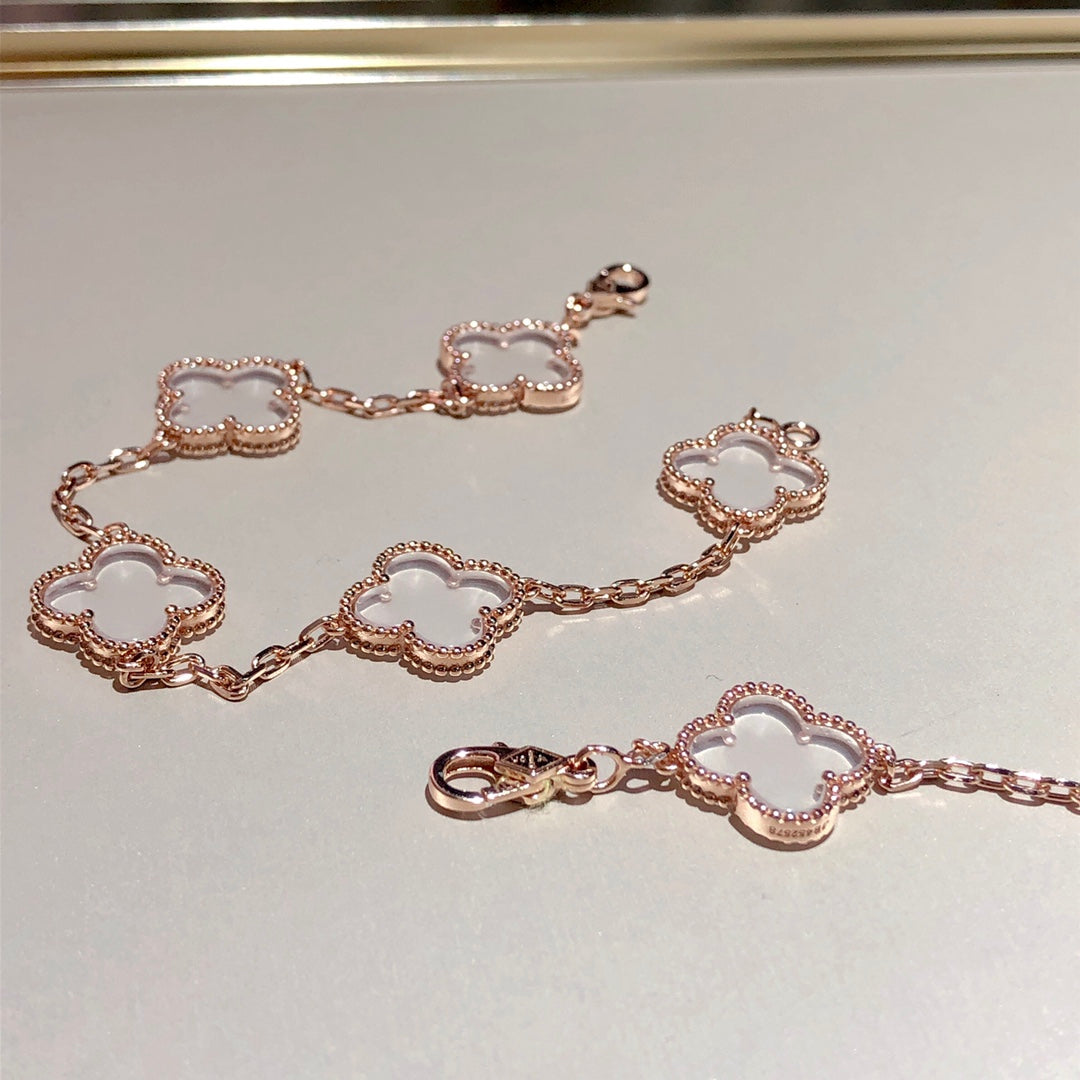 [Lume Jewelry]新しい CLOVER 5 MOTIF ロッククリスタルブレスレット