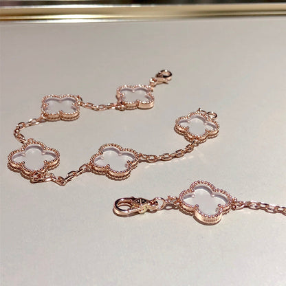 [Lume Jewelry]新しい CLOVER 5 MOTIF ロッククリスタルブレスレット