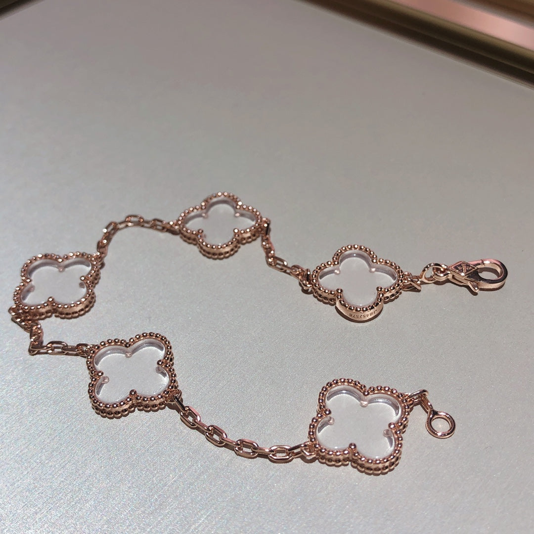 [Lume Jewelry]新しい CLOVER 5 MOTIF ロッククリスタルブレスレット