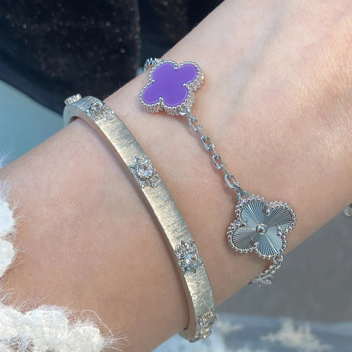 [Lume Jewelry]新作 クローバー 5モチーフ バイオレット ブレスレット コレクション