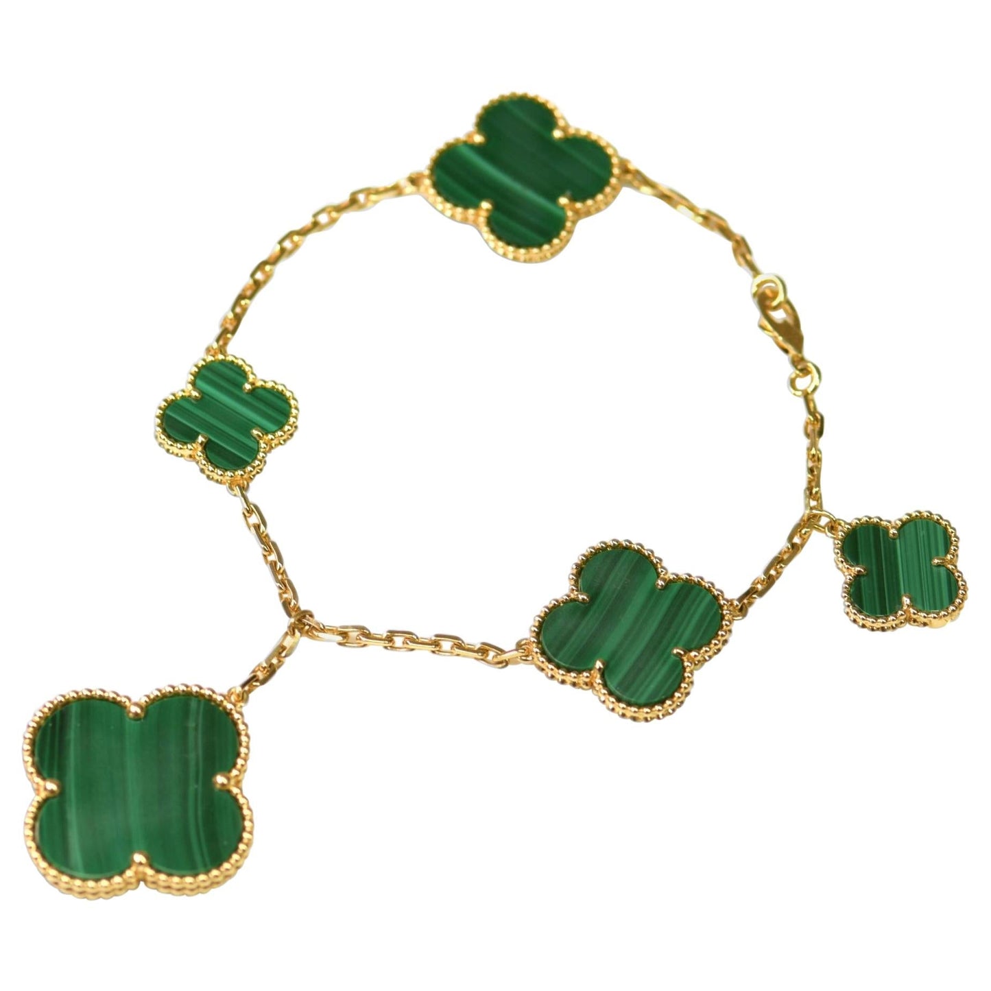 Lume Jewelry マジッククローバー マラカイト ゴールドブレスレット 5モチーフ