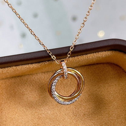 Lume Jewelry TRINITY NECKLACE SILVER GOLD PINK GOLD DIAMONDS