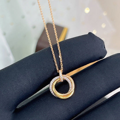 Lume Jewelry TRINITY NECKLACE SILVER GOLD PINK GOLD DIAMONDS