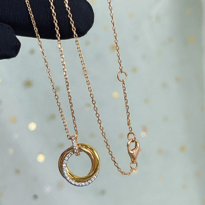 Lume Jewelry TRINITY NECKLACE SILVER GOLD PINK GOLD DIAMONDS
