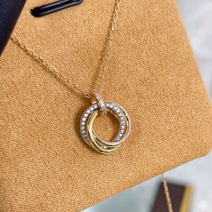 Lume Jewelry TRINITY NECKLACE SILVER GOLD PINK GOLD DIAMONDS