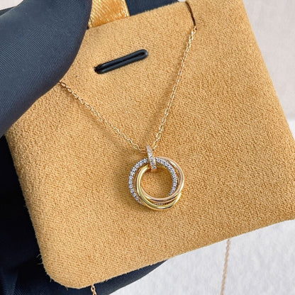 Lume Jewelry TRINITY NECKLACE SILVER GOLD PINK GOLD DIAMONDS