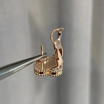 Lume Jewelry クローバー ミディアム 1モチーフ ピンクMOP ダイヤモンドピアス