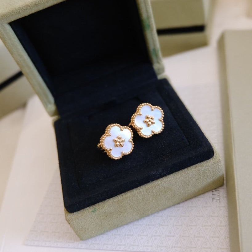 Lume Jewelry ラッキー ピンクゴールド ホワイトMOP イヤリング
