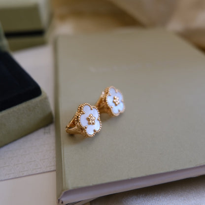 Lume Jewelry ラッキー ピンクゴールド ホワイトMOP イヤリング
