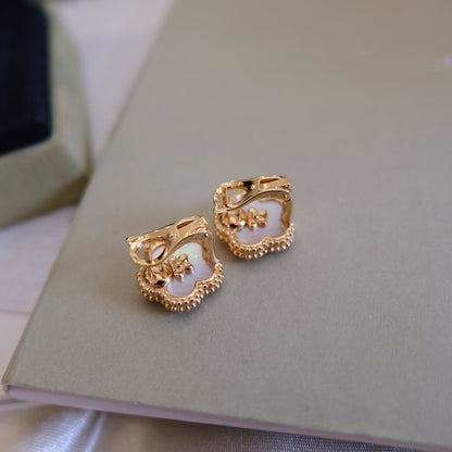Lume Jewelry ラッキー ピンクゴールド ホワイトMOP イヤリング