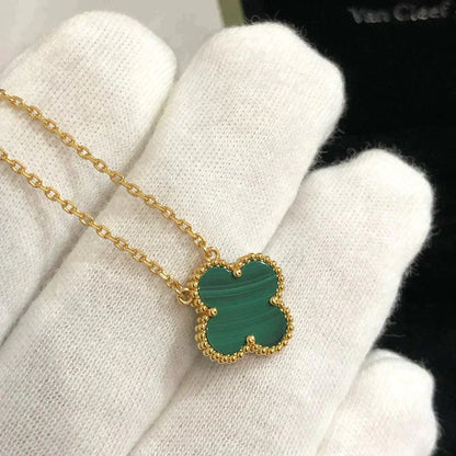 『Lume Jewelry』クローバー 15mm マラカイト シングル フラワー ネックレス