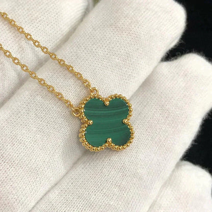 『Lume Jewelry』クローバー 15mm マラカイト シングル フラワー ネックレス