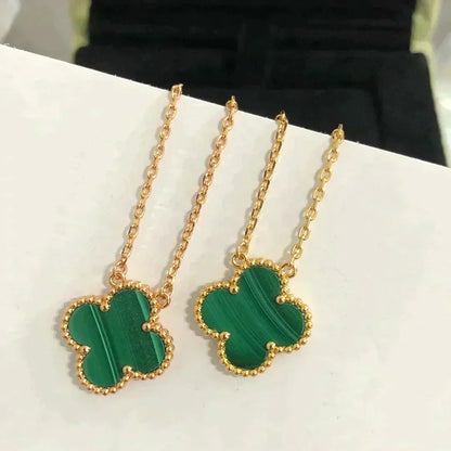 『Lume Jewelry』クローバー 15mm マラカイト シングル フラワー ネックレス