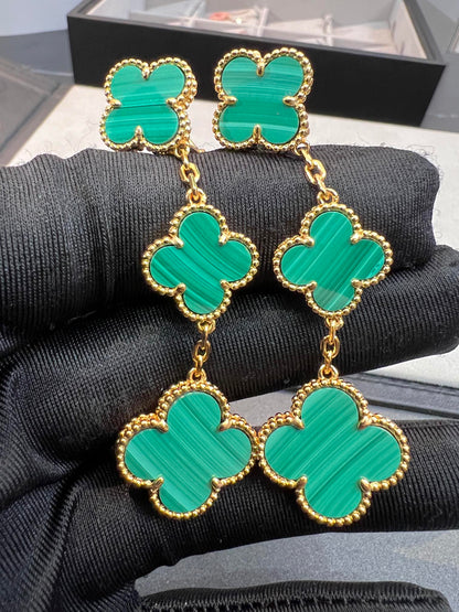 『Lume Jewelry』クローバー マラカイト 3モチーフ ゴールド