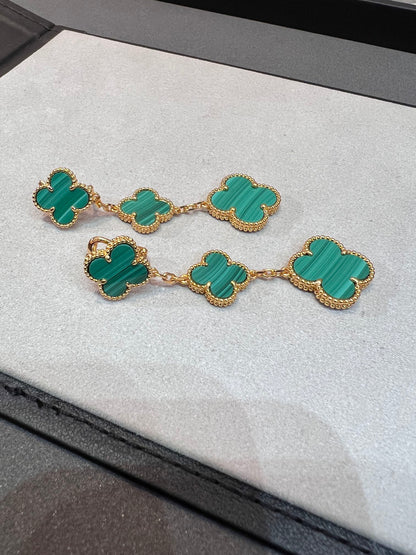 『Lume Jewelry』クローバー マラカイト 3モチーフ ゴールド