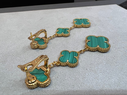 『Lume Jewelry』クローバー マラカイト 3モチーフ ゴールド