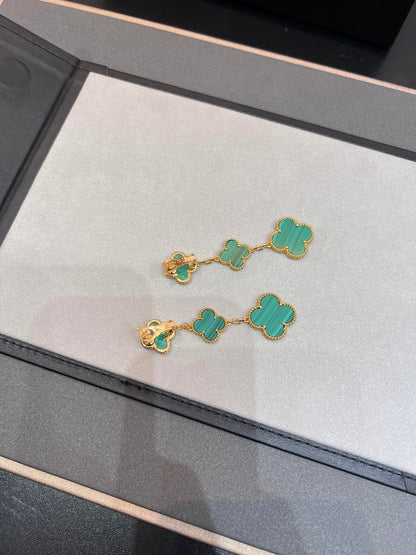 『Lume Jewelry』クローバー マラカイト 3モチーフ ゴールド