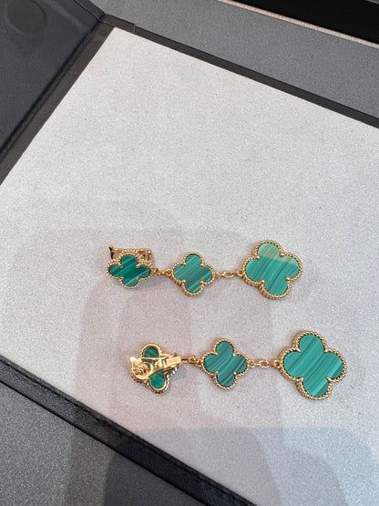『Lume Jewelry』クローバー マラカイト 3モチーフ ゴールド