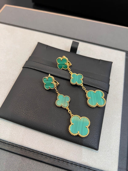 『Lume Jewelry』クローバー マラカイト 3モチーフ ゴールド