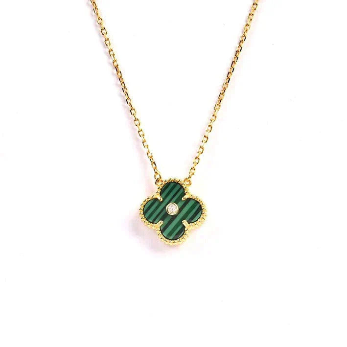 Lume Jewelry クローバー 15MM ダイヤモンド ターコイズ ネックレス