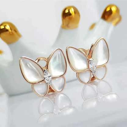 Lume Jewelry バタフライ マザーオブパール ダイヤモンド ピアス