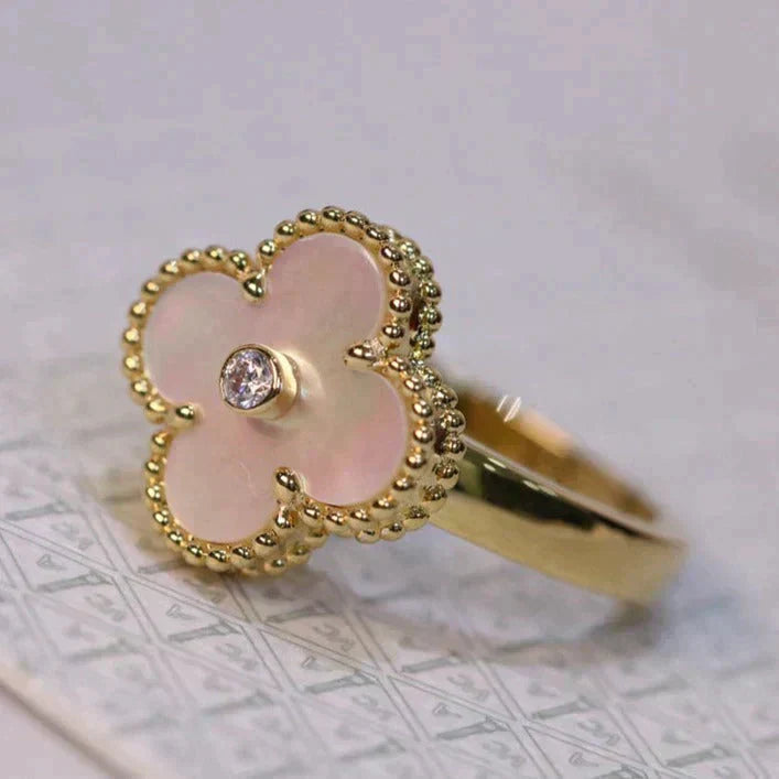 「Lume Jewelry」クローバー ピンクMOP リング ゴールド ダイヤモンド