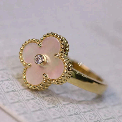 「Lume Jewelry」クローバー ピンクMOP リング ゴールド ダイヤモンド