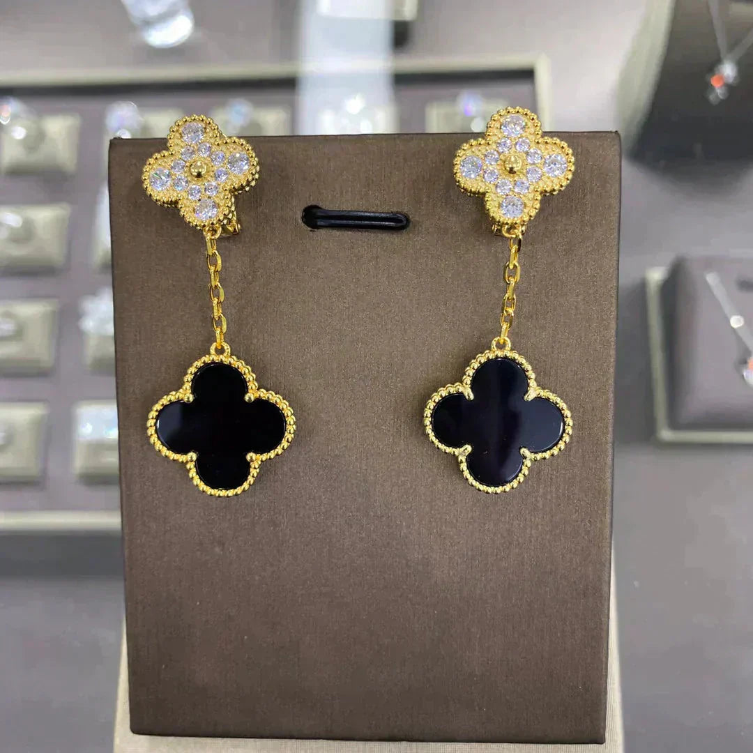 Lume Jewelry　クローバー 2モチーフ ダイヤモンドピアス（複数選択）