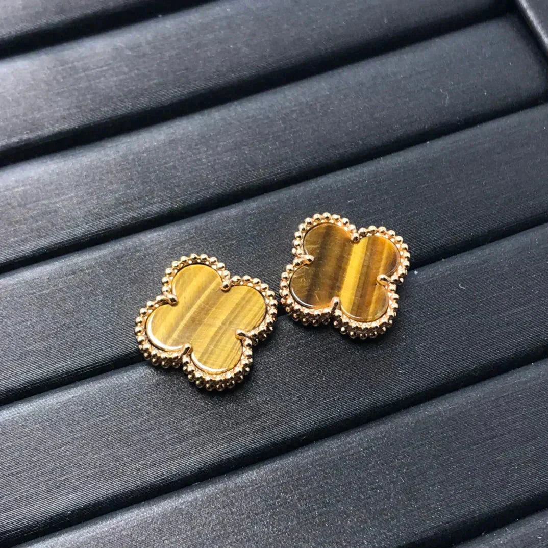 Lume Jewelry クローバーミディアム 1モチーフ タイガーアイイヤリング