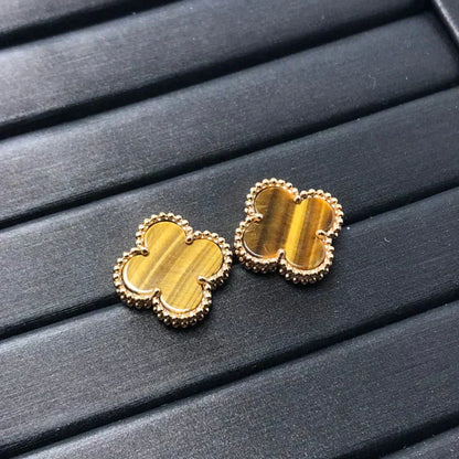 Lume Jewelry クローバーミディアム 1モチーフ タイガーアイイヤリング