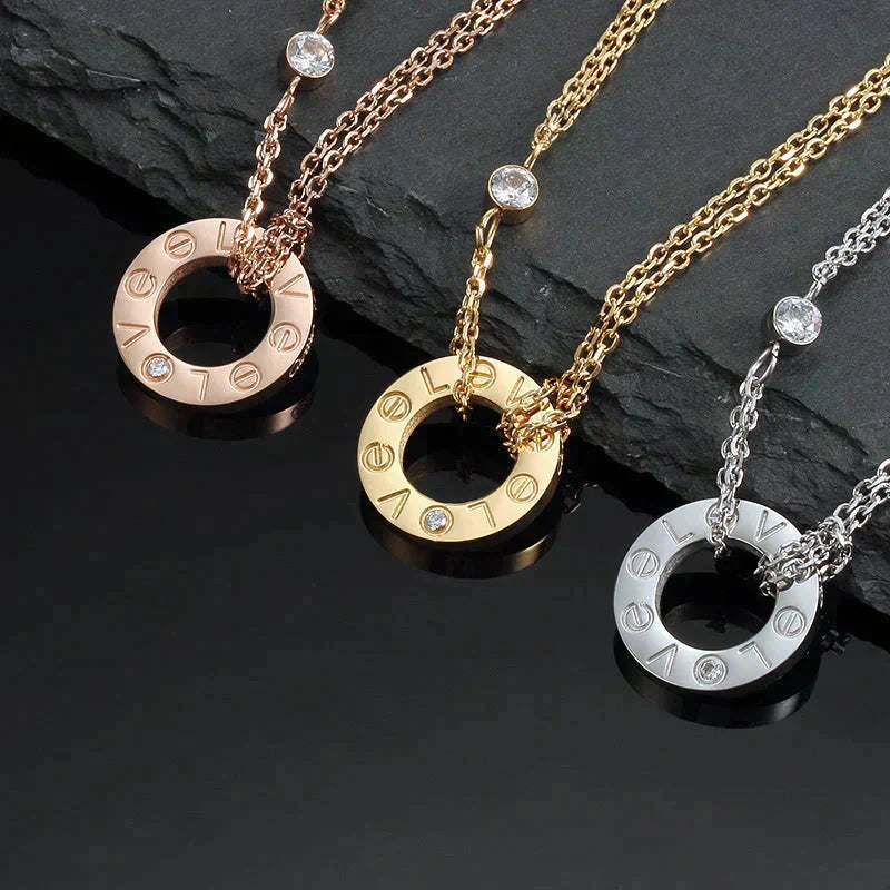 Lume Jewelry LOVE NECKLACE 16MM 2 DIAMONDS