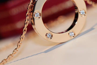 Lume Jewelry「LOVE NECKLACE 16MM 6 DIAMONDS PINK GOLD」