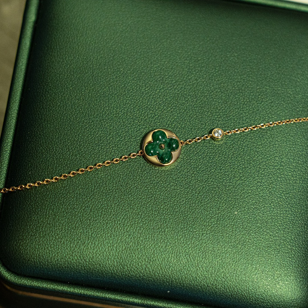 Lume Jewelry「サン マラカイト 1ダイヤモンド ピンクゴールド ブレスレット」
