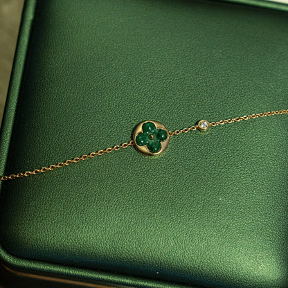 Lume Jewelry「サン マラカイト 1ダイヤモンド ピンクゴールド ブレスレット」