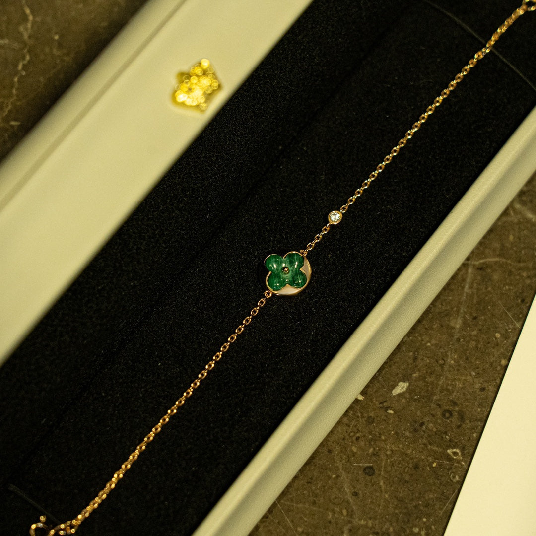 Lume Jewelry「サン マラカイト 1ダイヤモンド ピンクゴールド ブレスレット」
