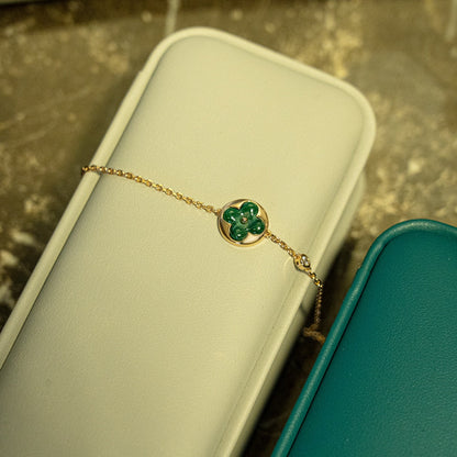 Lume Jewelry「サン マラカイト 1ダイヤモンド ピンクゴールド ブレスレット」