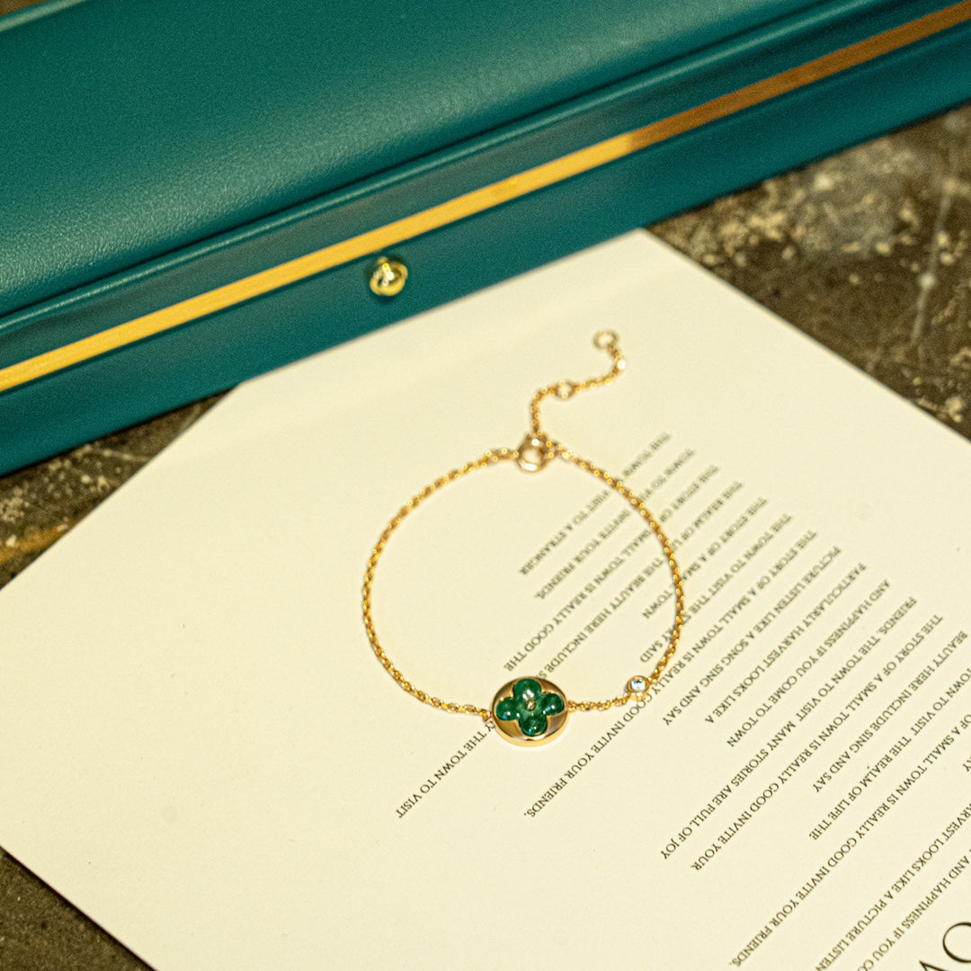 Lume Jewelry「サン マラカイト 1ダイヤモンド ピンクゴールド ブレスレット」